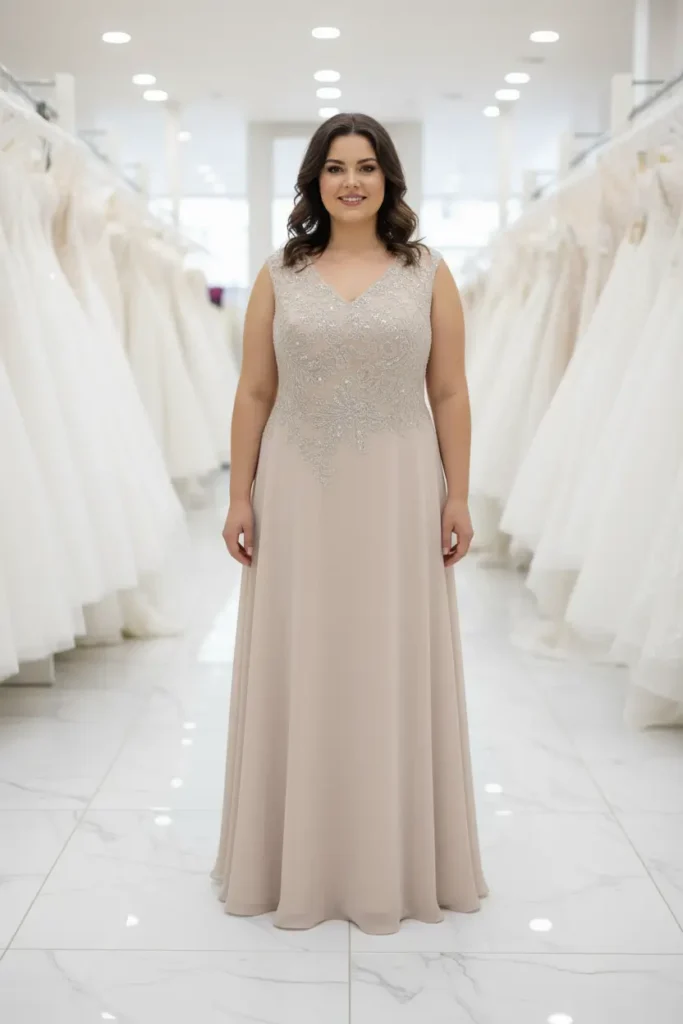 Szyk i lekkość – elegancka suknia ślubna bez rękawów dla kobiet plus size