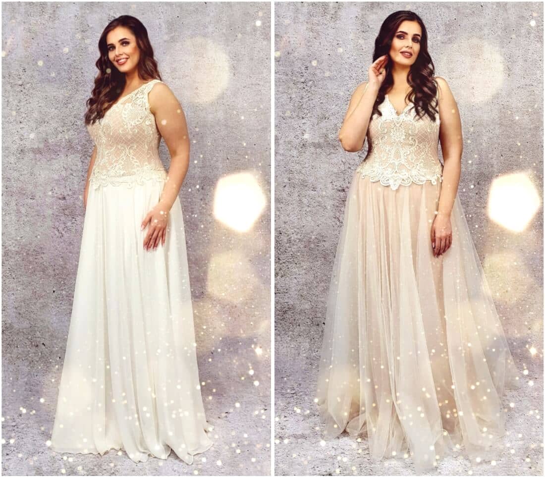 P&oacute;łwypożyczenie sukni ślubnej plus size &ndash; r&oacute;żne g&oacute;ry i te same doły w salonie iDeo Design